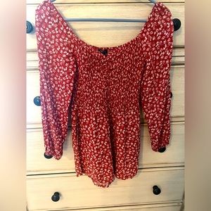 Red and White Romper